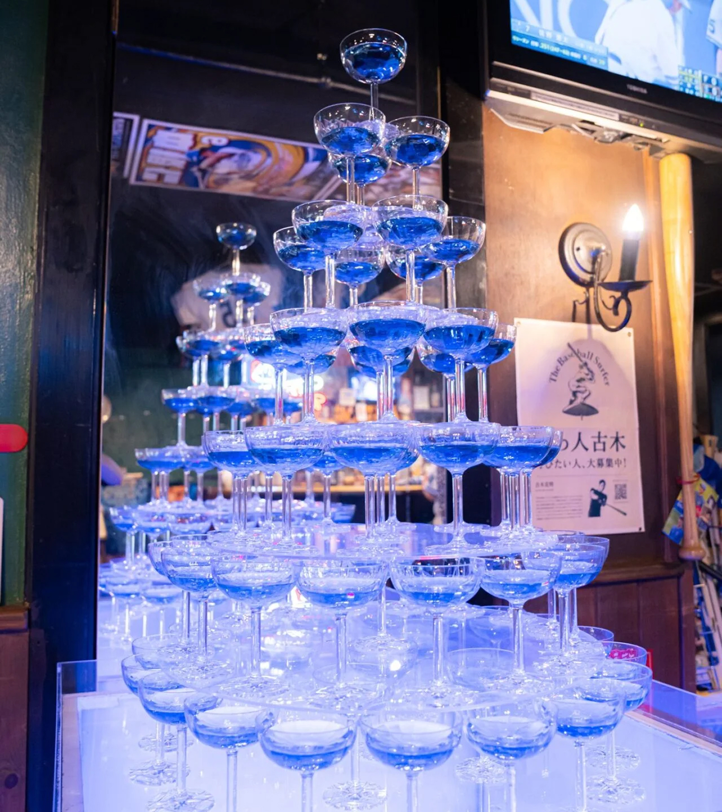 シャンパンタワー設置