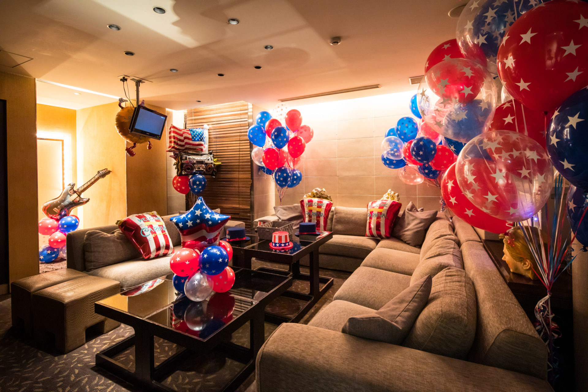 飲食店でキャプテン・アメリカの装飾