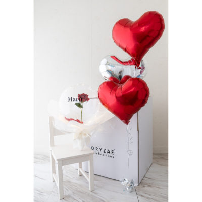 249：【8,170 yen(税込)】Rose Aqua Balloon x Heart Bouquet Set