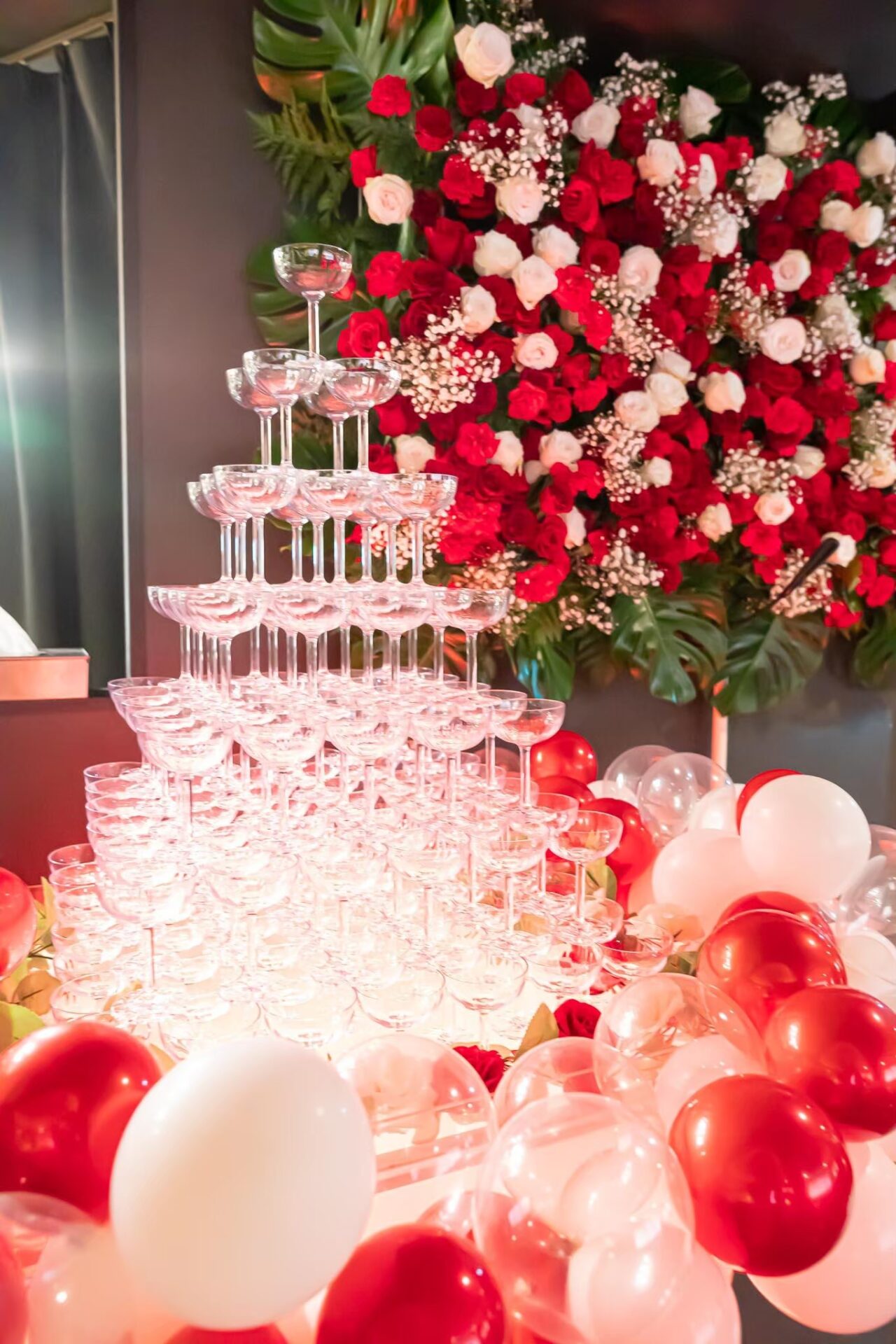 Red & White Champagne Tower