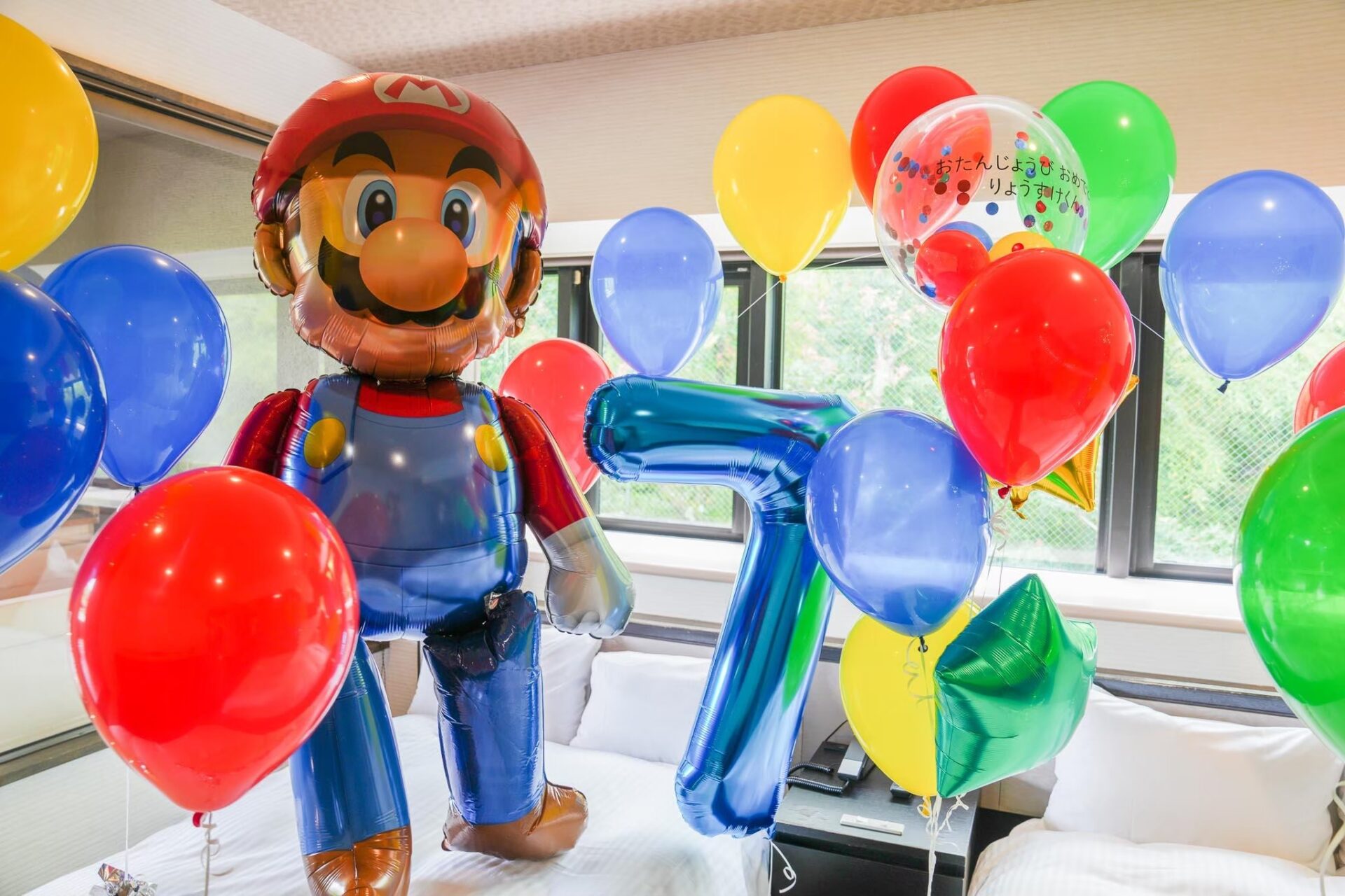 Super Mario-themed birthday balloons