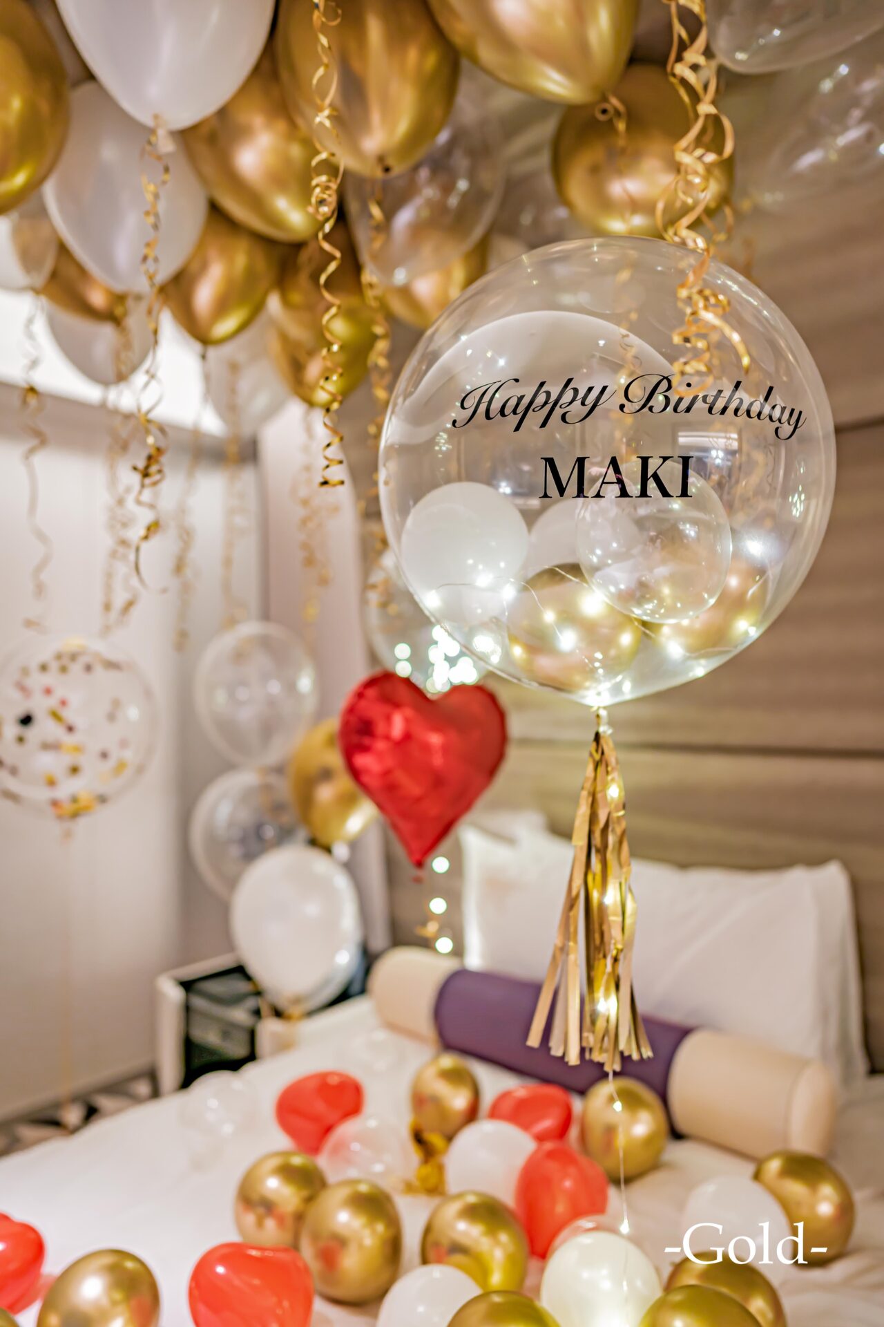 ホテルで彼女の誕生日バルーン装飾